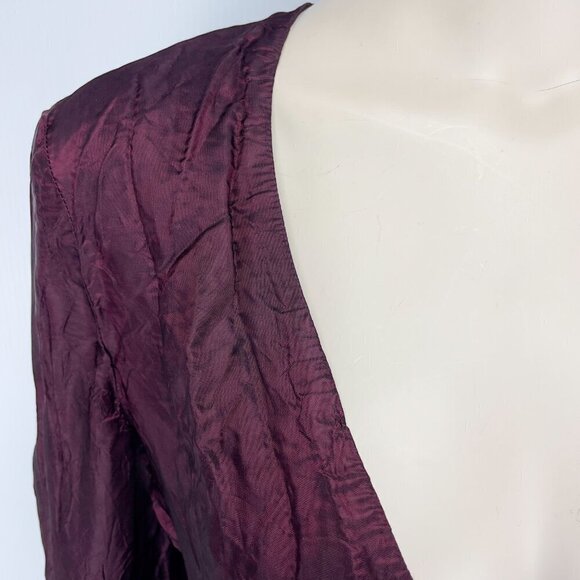 MARIE SAINT-PIERRE Burgundy Bordeaux Red Crinkle Luxury Holidays Top Blouse sz S - Picture 5 of 8